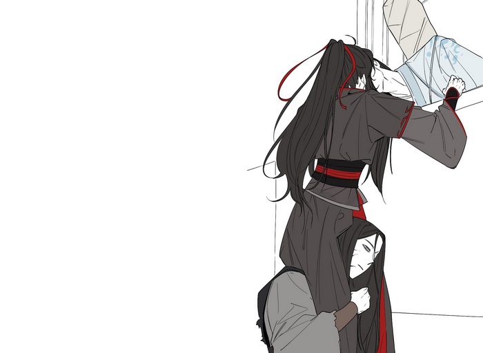Wei Wuxian reaching Lan Wangji, boosted by Wen Ning