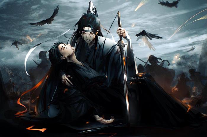 Mo Dao Zu Shi: Lan Wangji cradles Wei Wuxian in battle