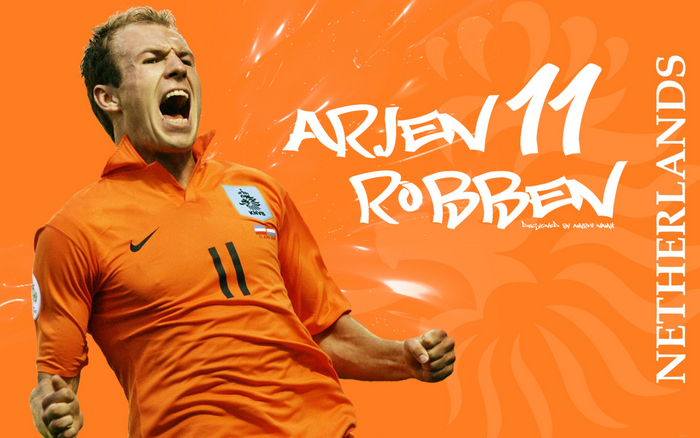 Arjen Robben 11 Netherlands football celebration