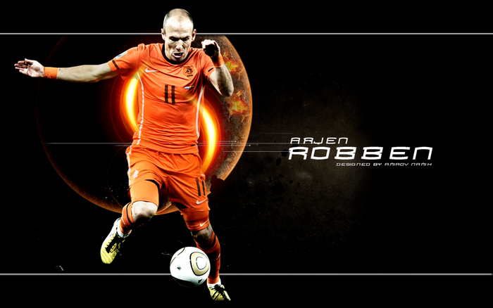 Arjen Robben, Netherlands football star, with glowing planet