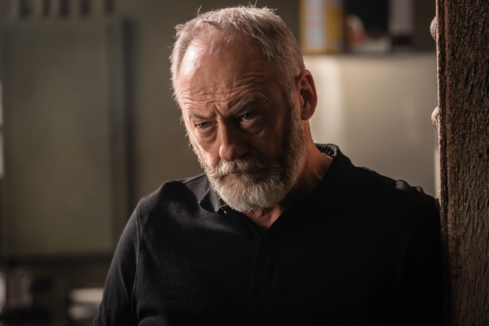 Liam Cunningham's intense look in The Vault (2021)