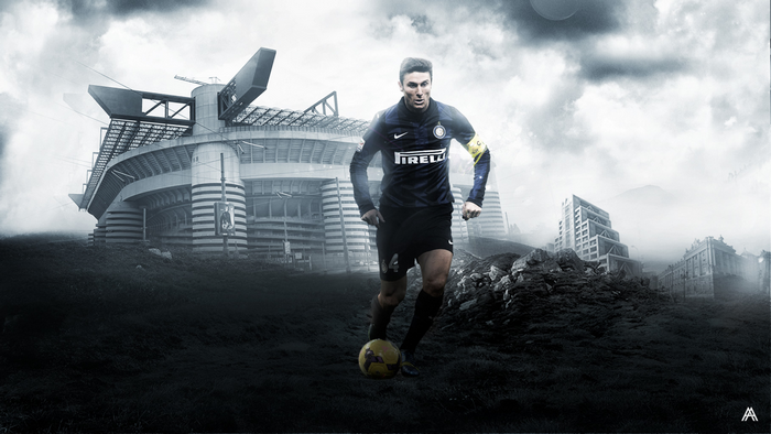 Javier Zanetti, Inter Milan captain, with the ball