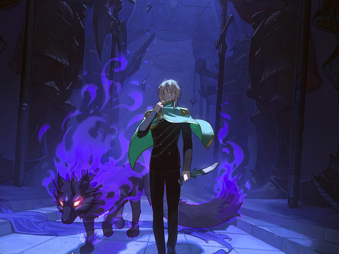 Arthur Leywin with Mystical Flame Wolf