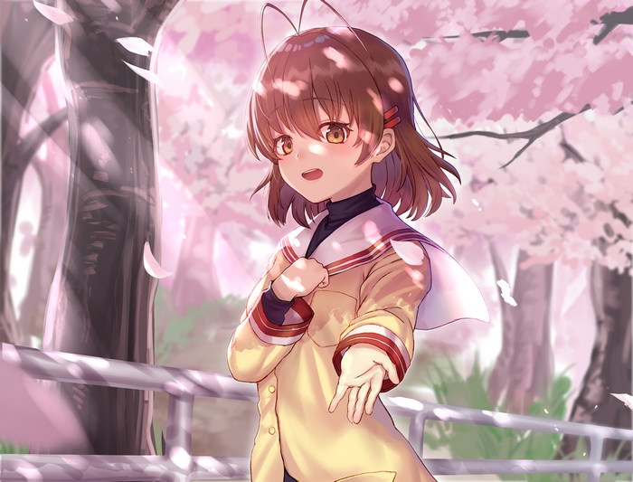 Clannad Nagisa Furukawa in cherry blossoms