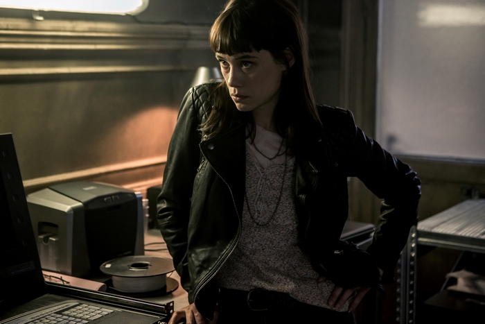 Astrid Bergès-Frisbey in The Vault (2021) looking focused