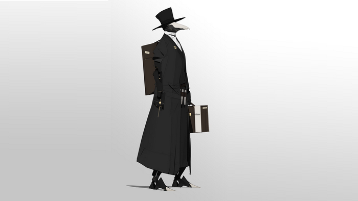 Sci-Fi Cyberpunk Plague Doctor with Briefcase