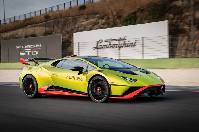 Green Lamborghini Huracán STO Supercar on Track 4K