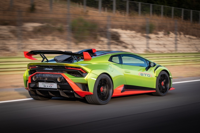 Green Lamborghini Huracán STO Supercar on Track 4K