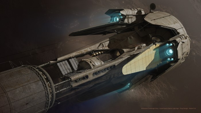 Wanderer Spaceship in Dusty Space