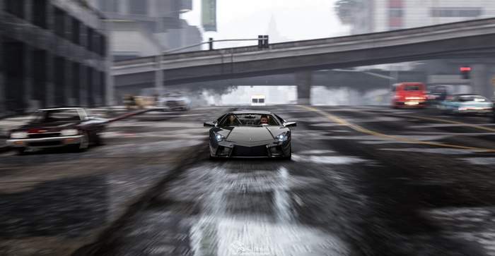 Grand Theft Auto V Lamborghini Reventon speeding
