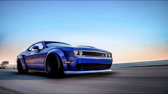 GTA V Blue Dodge Challenger SRT Widebody 4K