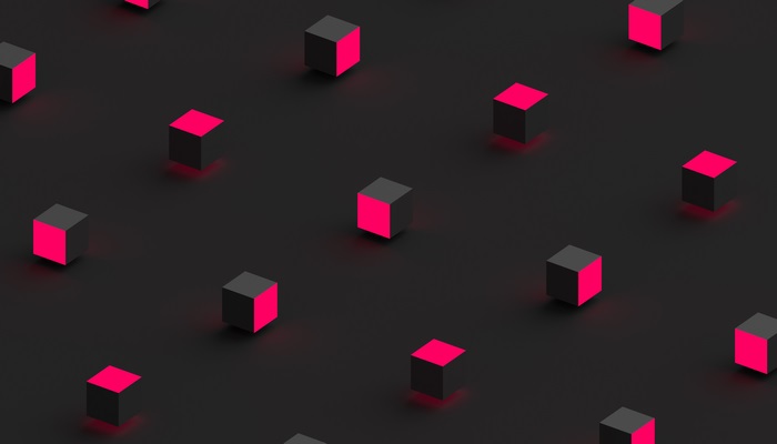 Artistic 3D Minimalist Pink Glowing Cubes