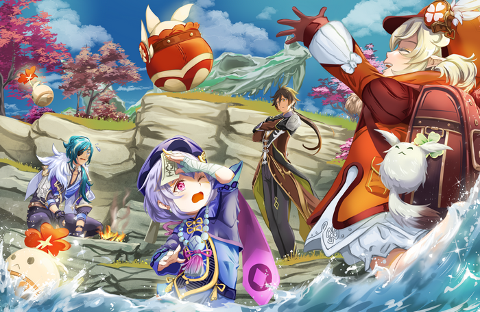 Zhongli, Kaeya (Genshin Impact) 4K, Kaeya (Genshin Impact), Zhongli (Genshin Impact), Klee (Genshin Impact), Qiqi (Genshin Impact)