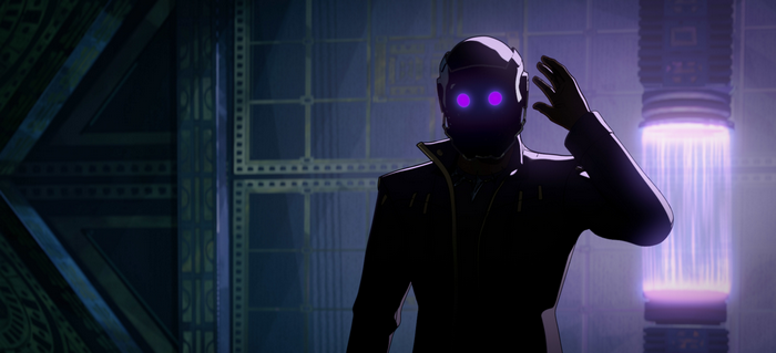 What If...? T'Challa Star-Lord with glowing purple eyes