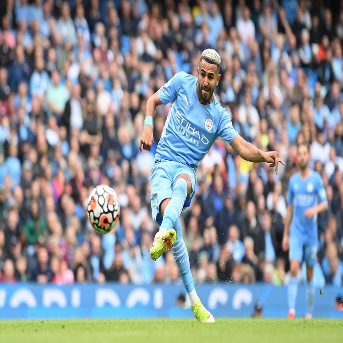 Riyad Mahrez in action for Manchester City