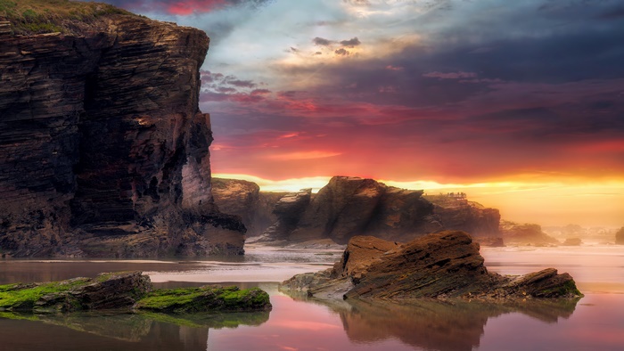 Dramatic Sunset over Coastal Cliffs