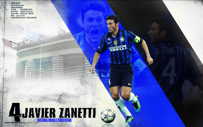 Javier Zanetti Inter Milan #4 with Football
