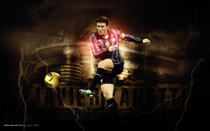 Javier Zanetti Inter Milan Football Action