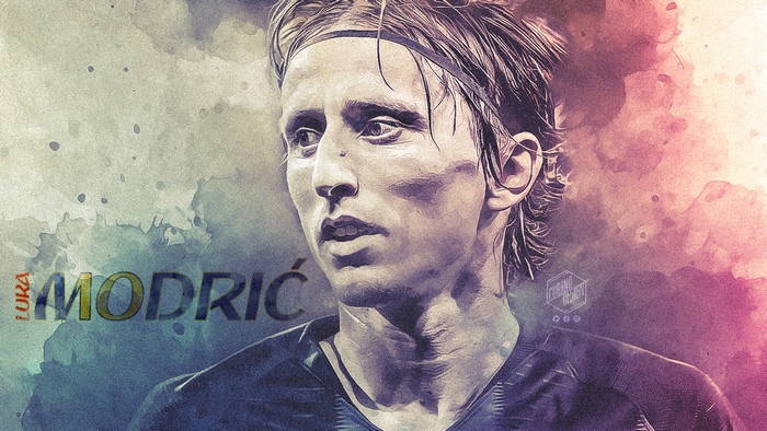 Luka Modrić artistic watercolor portrait