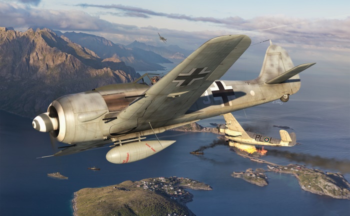 Focke-Wulf Fw 190 Luftwaffe Warplanes in Coastal Attack