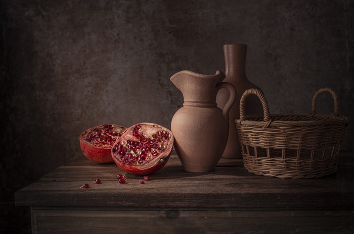 Still Life with Pomegranate and Pitcher