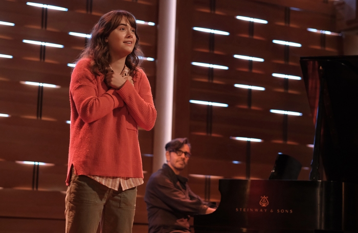 Emilia Jones singing with pianist in CODA