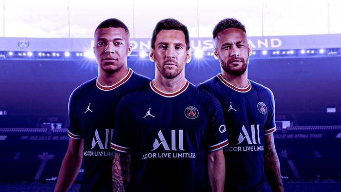 Lionel Messi, Kylian Mbappé, and Neymar in PSG Jersey