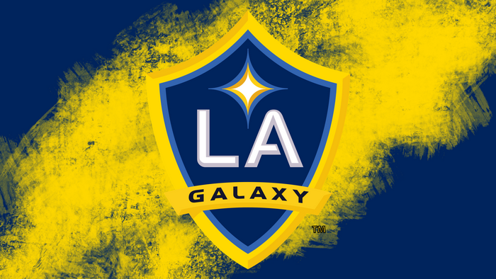 LA Galaxy MLS Logo with Vibrant Yellow Brushstrokes