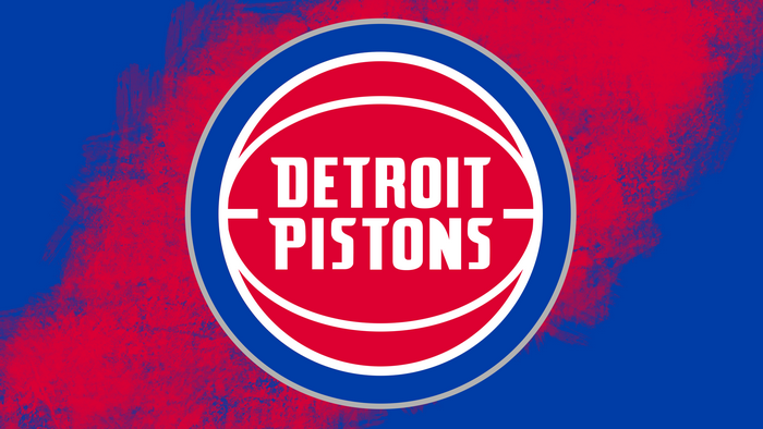 Detroit Pistons NBA Logo on Red and Blue Textured Background