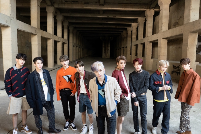 Stray Kids K-Pop Boy Band in Concrete Structure