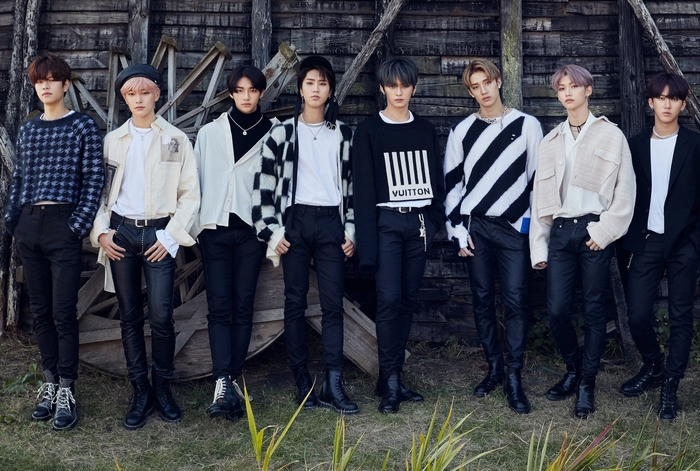 Stray Kids Stylish Group Photo Outdoors