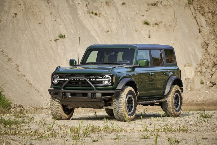 Green 2021 Ford Bronco Outer Banks SUV off-road