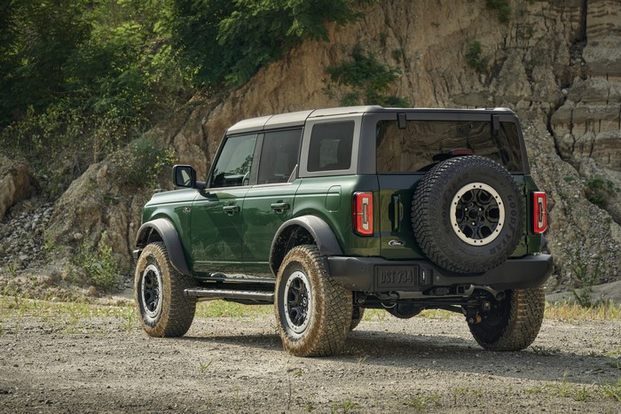 Green 2021 Ford Bronco 4-Door Outer Banks SUV off-road