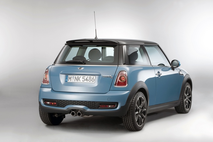 Blue 2012 Mini Cooper S Bayswater rear view