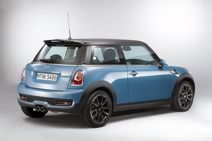 Blue 2012 Mini Cooper S Bayswater rear view