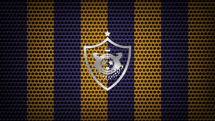 Qarabağ FK Soccer Emblem on Striped Perforated Metal