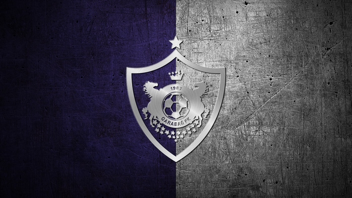 Qarabağ FK Metallic Soccer Emblem on Textured Split Background