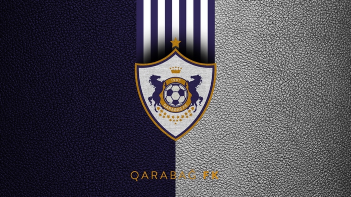 Qarabağ FK Soccer Emblem on Split Leather Background