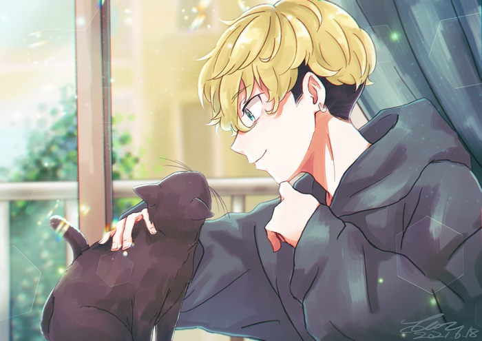 Chifuyu Matsuno with Black Cat in Soft Light
