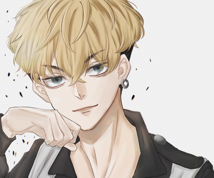 Chifuyu Matsuno portrait with blonde hair and blue eyes