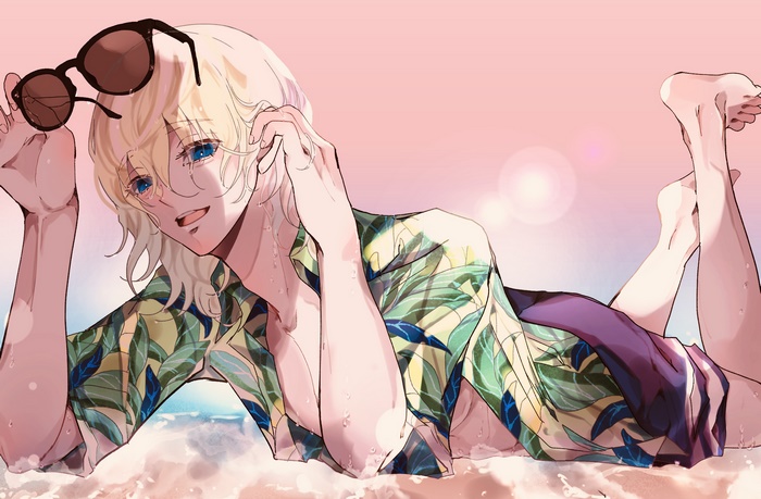 Tokyo Revengers Chifuyu Matsuno relaxing on beach