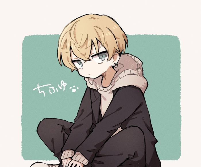Cute Chifuyu Matsuno in hoodie with paw print