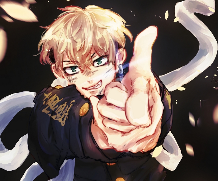 Chifuyu Matsuno's fierce gaze and powerful gesture
