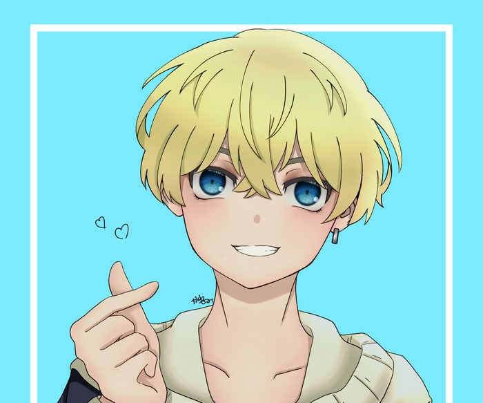 Chifuyu Matsuno making a finger heart gesture