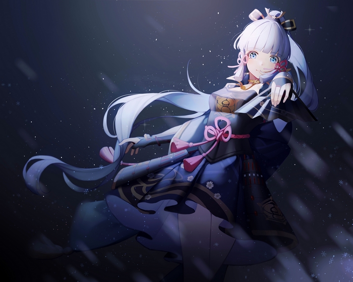 Kamisato Ayaka's serene winter portrait