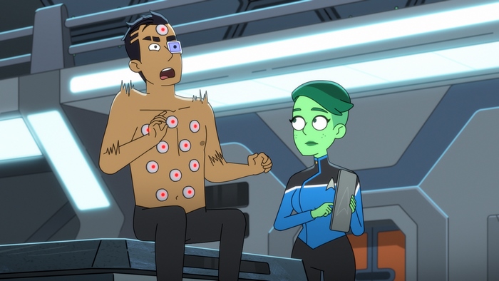 Star Trek: Lower Decks Rutherford's medical examination with Tendi
