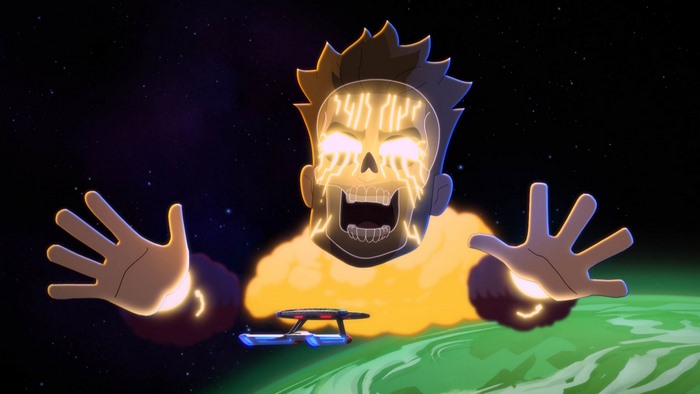Giant glowing Jack Ransom in Star Trek: Lower Decks