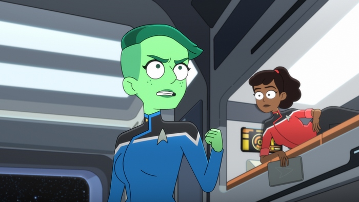 Star Trek: Lower Decks: Tendi's determined look, Mariner's surprise