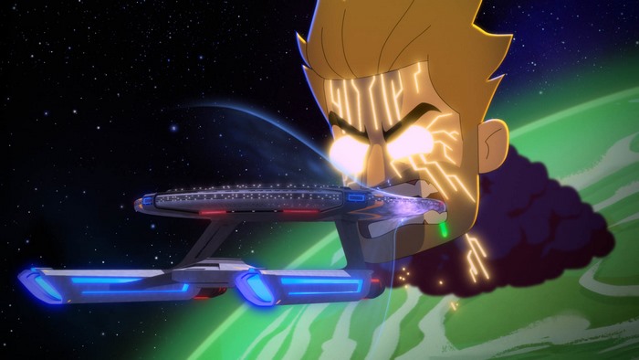 Giant Jack Ransom bites Starfleet ship in Star Trek: Lower Decks