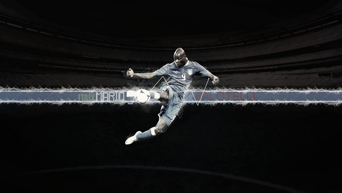 Dynamic Mario Balotelli Football Kick for Italy